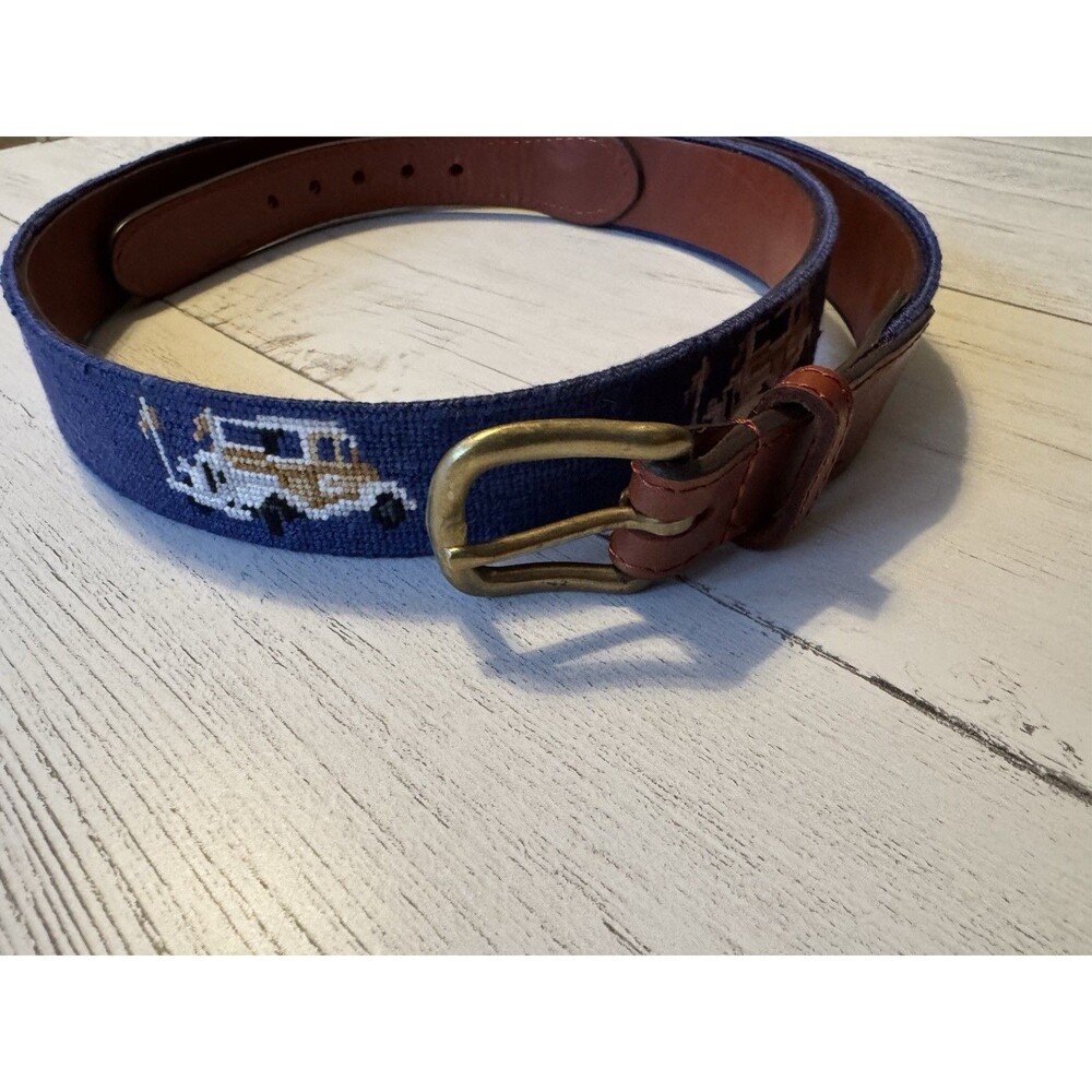 GA TECH Golf Smathers & Branson Hand Stitched Needlepoint Ramblin' Wreck Belt 40